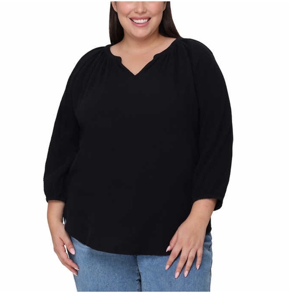 Nicole Miller Ladies Gauze Top - BLACK - Picture 4 of 6